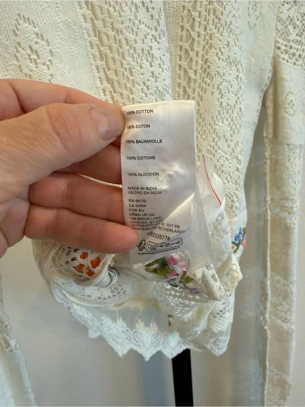 New Free People Garden Grace Lace Floral Embroidered Blouse XS Boho Cottagecore